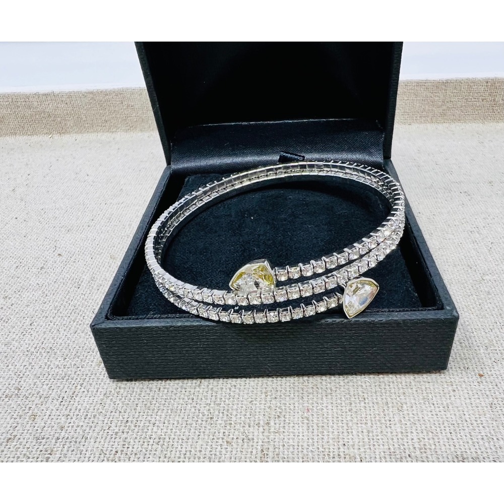 Swarovski Twisty Cuff White Rhodium Plated Pear Cut Bracelet
